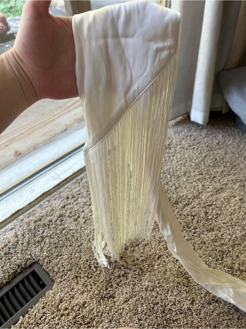 Abercrombie & Fitch Ivory One-Shoulder Fringe Mini Dress - Picture 4 of 4